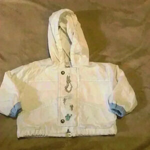 Beatrix Potter Quiltex Peter Rabbit Vintage White Hooded Jacket 6 Months RN19460